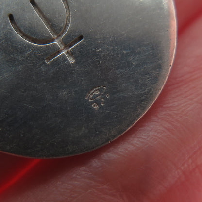 925 Sterling Silver 2-Tone Vintage Happiness Chinese Character Oxidized Pendant