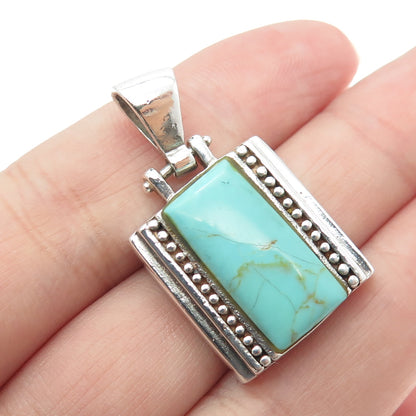 CHAPAL ZENRAY 925 Sterling Silver Vintage Real Turquoise Granulated Pendant