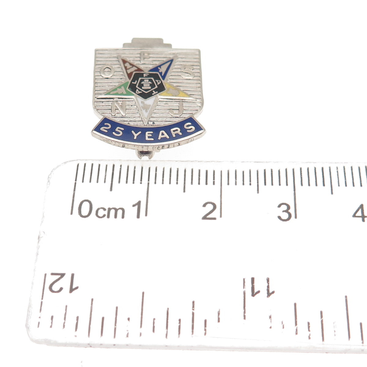 925 Sterling Silver Vintage Enamel Order of the Eastern Star 25 Years Pin Brooch