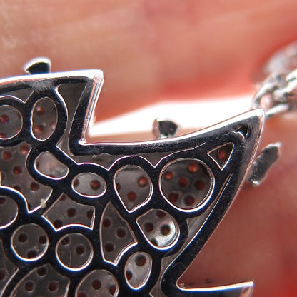 925 Sterling Silver Lab-Created Ruby & C Z Flame Charm Pendant