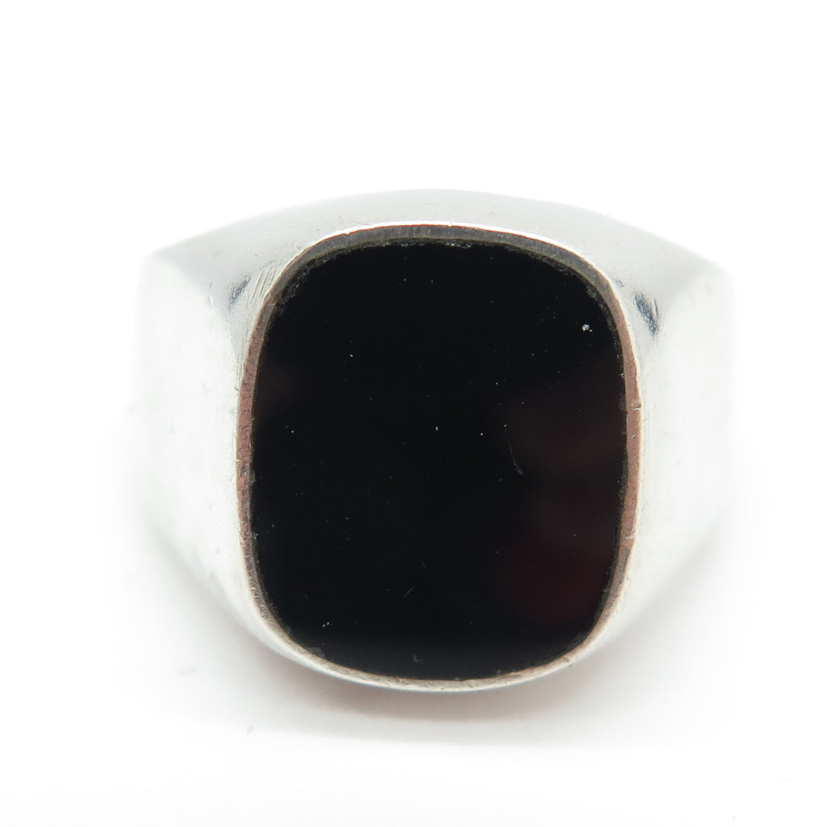 925 Sterling Silver Vintage Mexico Real Black Onyx Signet Ring Size 9.5