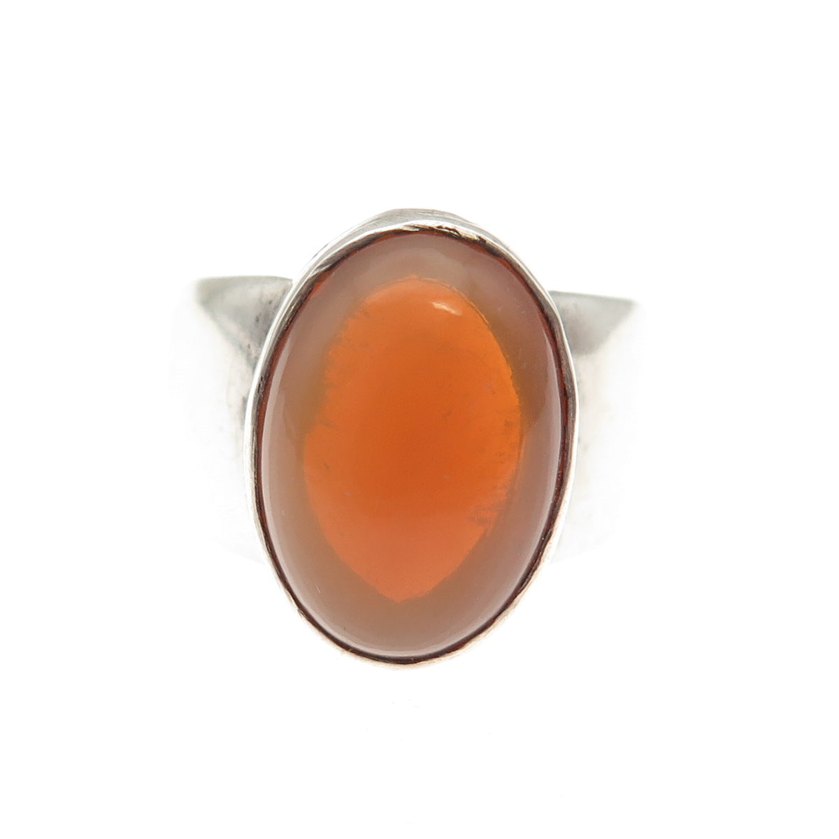 925 Sterling Silver Vintage Real Opal Modernist Oxidized Ring Size 5.5