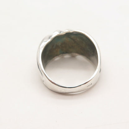 925 Sterling Silver Vintage Ribbed Ring Size 7.75