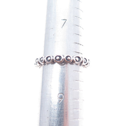 PANDORA 925 Sterling Silver Circle & Dot Stackable Celebration Band Ring Size 8