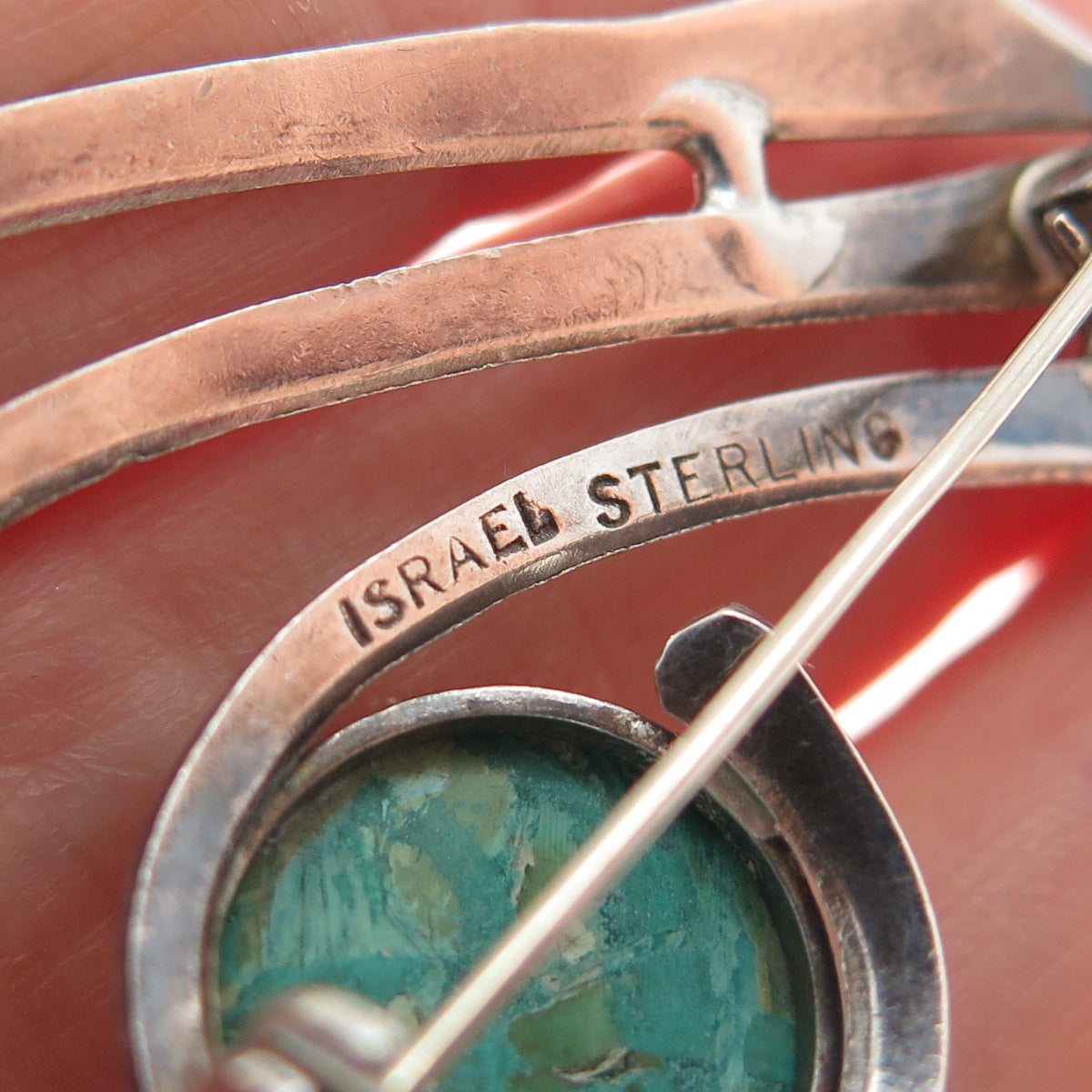 925 Sterling Silver Vintage Israel Real Eilat Modernist Wave Pin Brooch
