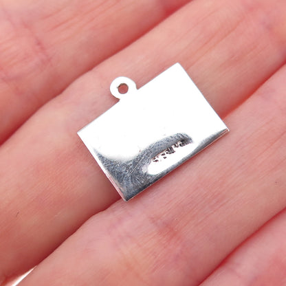 925 Sterling Vintage Enamel Western Postal Happy Birthday Telegram Charm Pendant