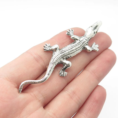 925 Sterling Silver Vintage Lizard Pin Brooch