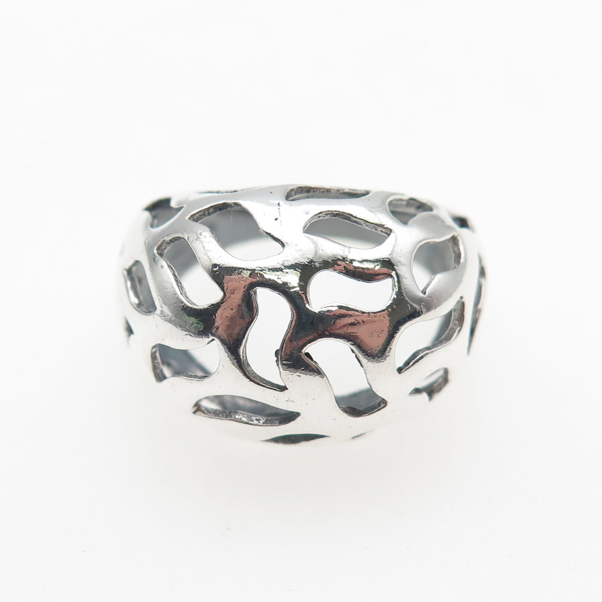 925 Sterling Silver Vintage Modernist Wavy Dome Oxidized Ring Size 9