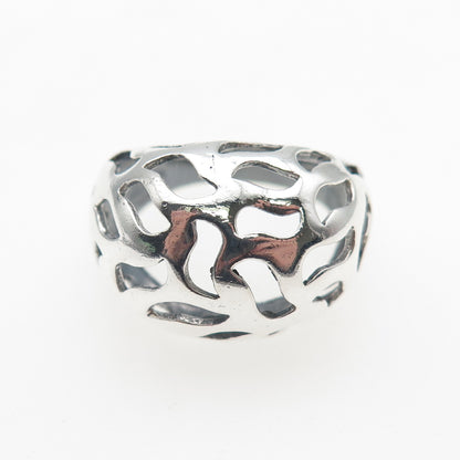 925 Sterling Silver Vintage Modernist Wavy Dome Oxidized Ring Size 9