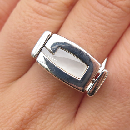 GUESS Sterling Silver Vintage Real Black Onyx & MOP Reversible Ring Size 7.25