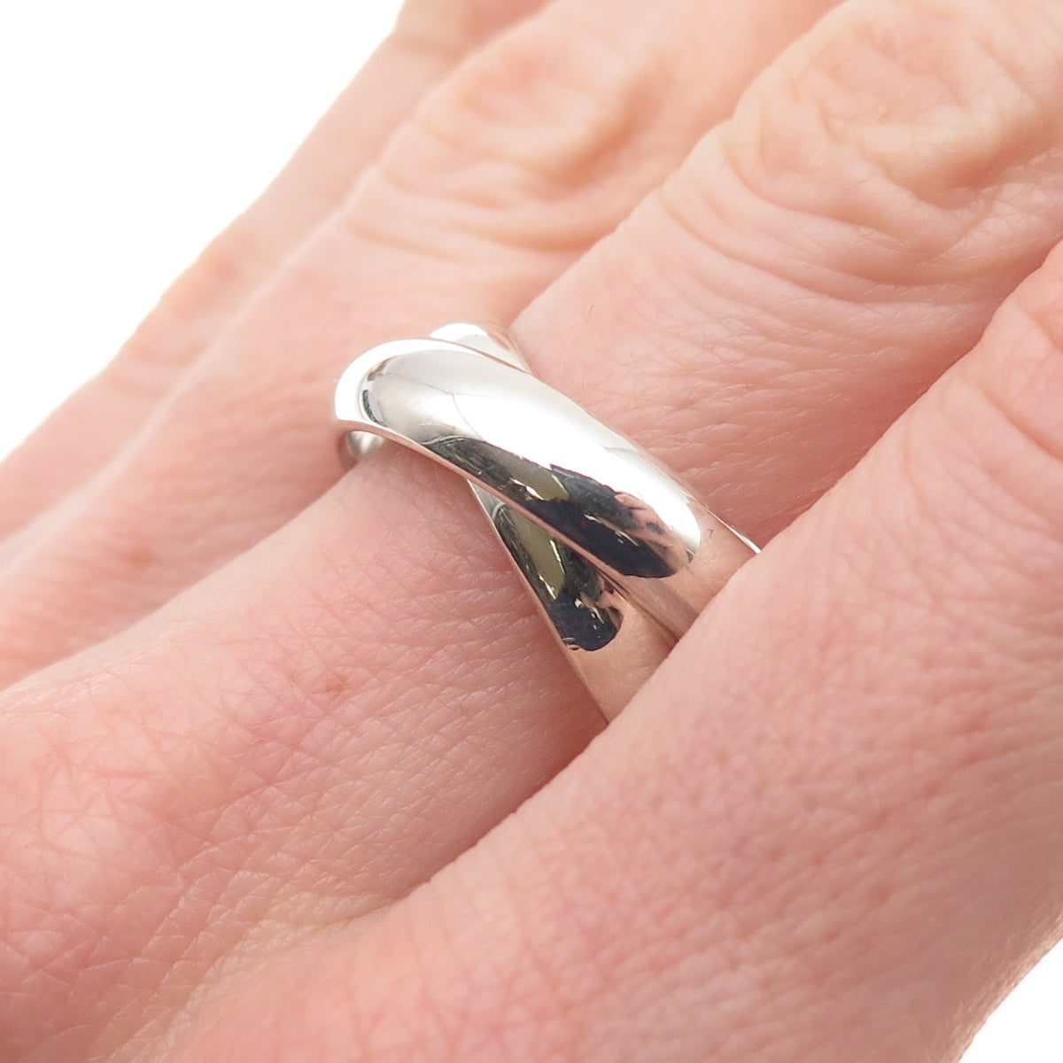 925 Sterling Silver Vintage Interlocked Trinity Band Ring Size 9.25