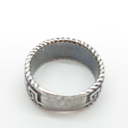 925 Sterling Silver Vintage Greek Maze Band Ring Size 6.5