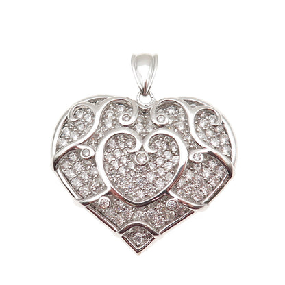 KEY STAR 925 Sterling Silver Round-Cut C Z Sparkle Heart Pendant