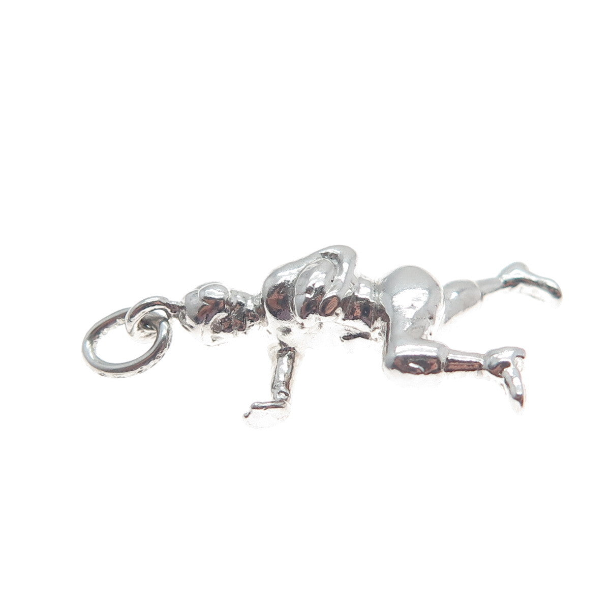 925 Sterling Silver Vintage Football Player 3D Pendant