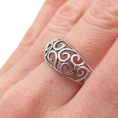 Nevada 925 Sterling Silver Vintage Spiral Oxidized Ring Size 8.25