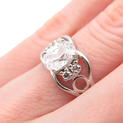 925 Sterling Silver Oval & Round-Cut C Z Promise Ring Size 5.75
