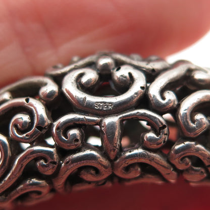 925 Sterling Silver Vintage Real Amethyst Floral Swirl Slide Pendant