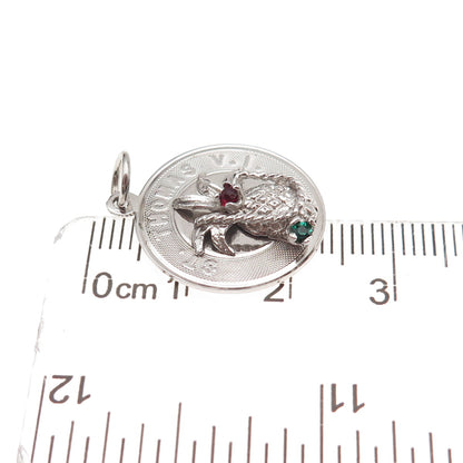 925 Sterling Silver Vintage Rhinestone St. Thomas VI Mini Charm Pendant