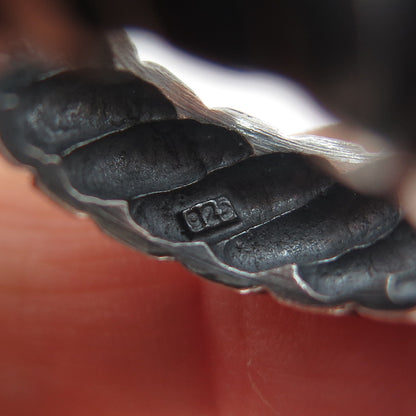 925 Sterling Silver Vintage Modernist Ribbed Oxidized Band Ring Size 5