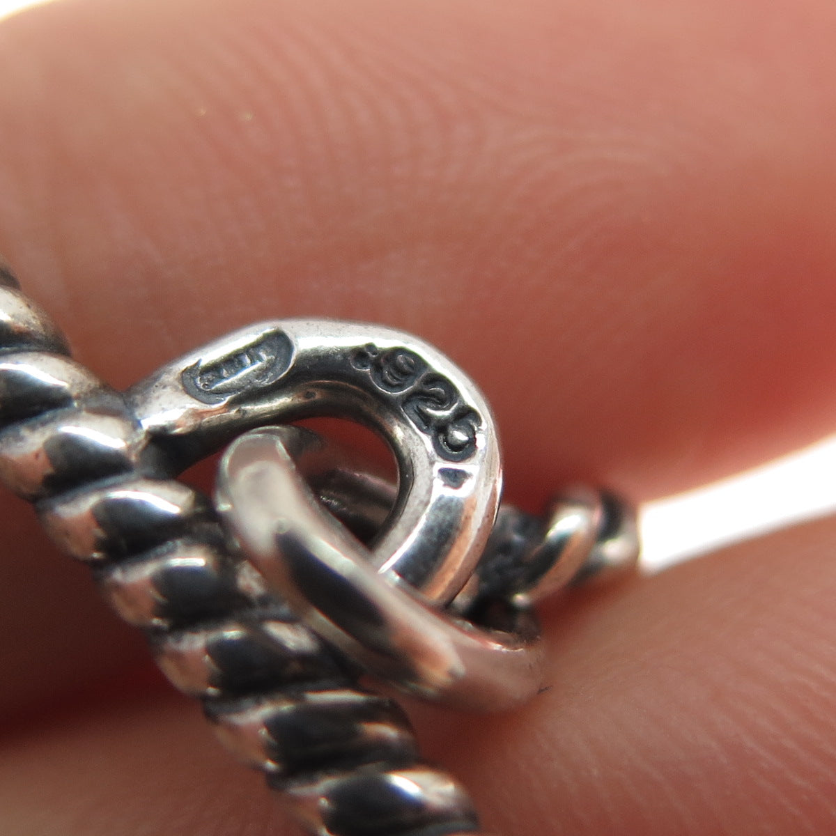 925 Sterling Silver Vintage Cable Link Oxidized Bracelet 6.75"