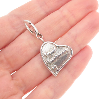 925 Sterling Vintage Fleur de Lis Royal Renaissance Heart Hollow Charm Pendant