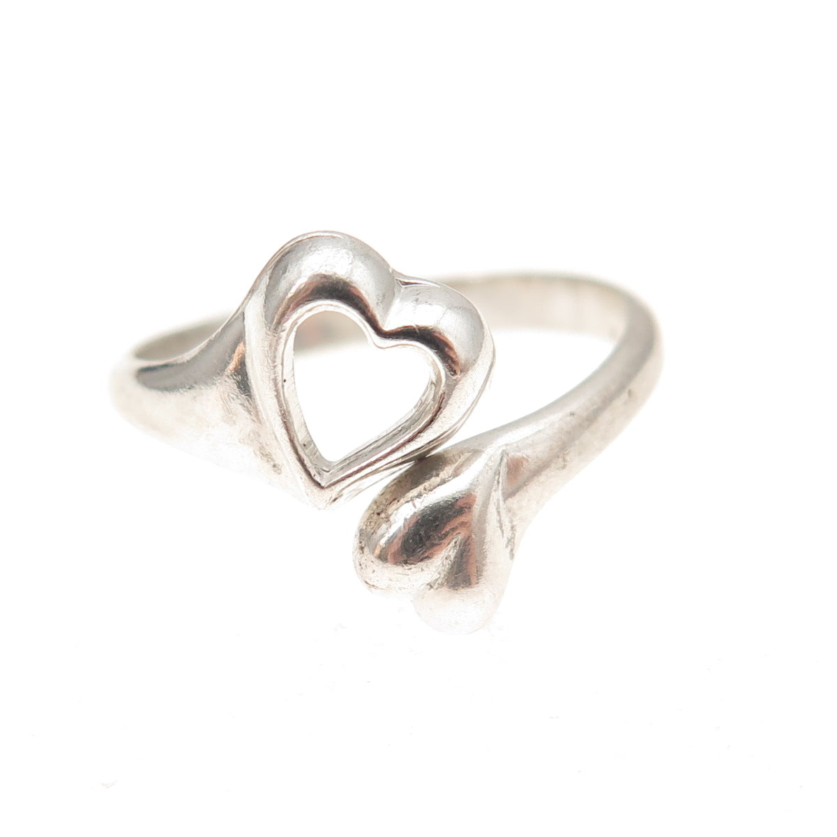 925 Sterling Silver Vintage Heart Oxidized Adjustable Ring Size 7.25