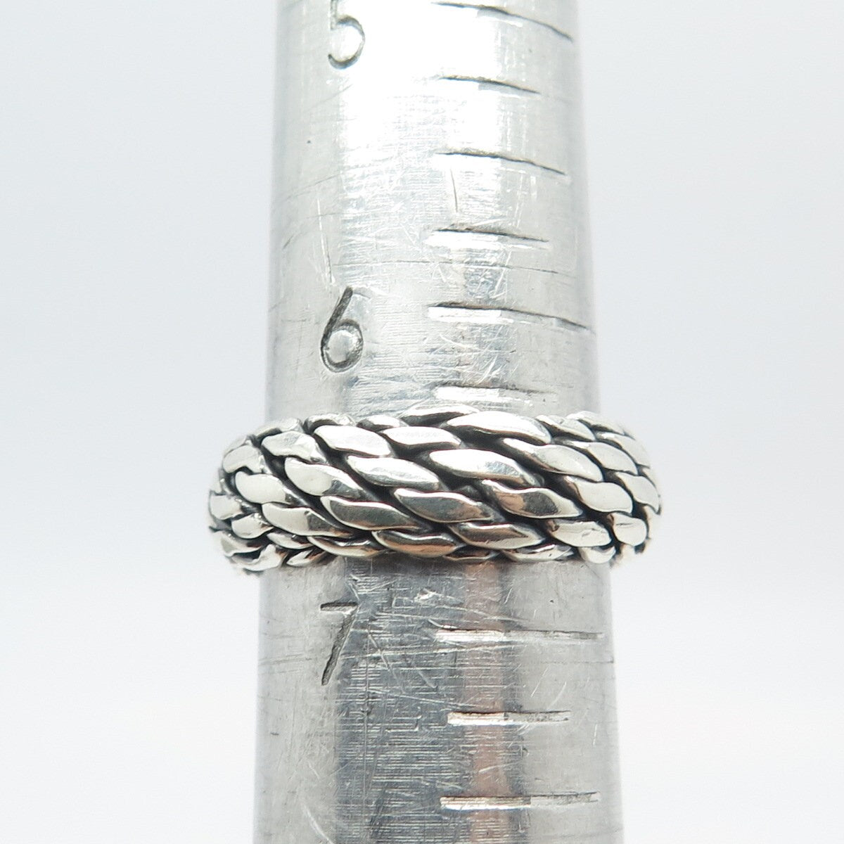 925 Sterling Silver Vintage Woven Band Ring Size 6.75