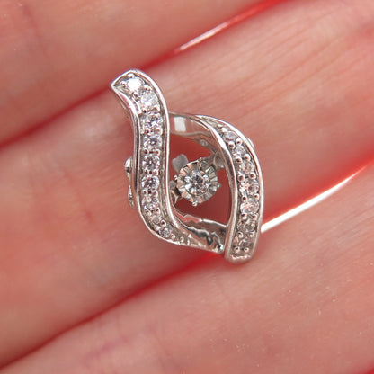 925 Sterling Silver Round-Cut C Z Twisted Minimalist Charm Slide Pendant