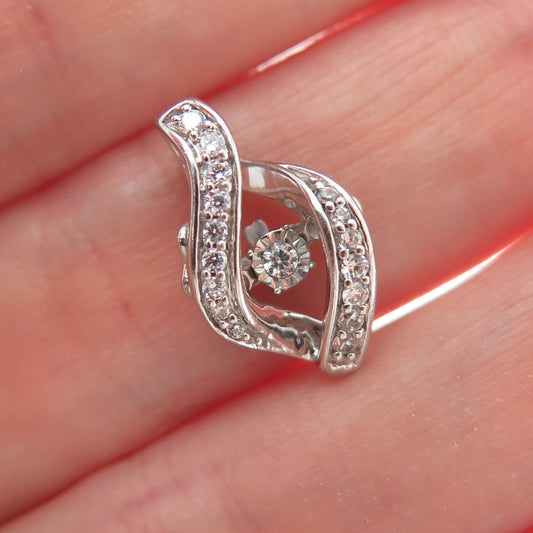 925 Sterling Silver Round-Cut C Z Twisted Minimalist Charm Slide Pendant