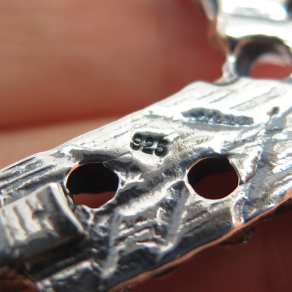 925 Sterling Silver Vintage Modernist Cross Oxidized Charm Pendant