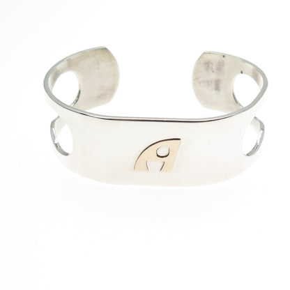 PIERRE CARDIN 14K Yellow Gold & Sterling Silver Vintage Letter A Bracelet 6.25"