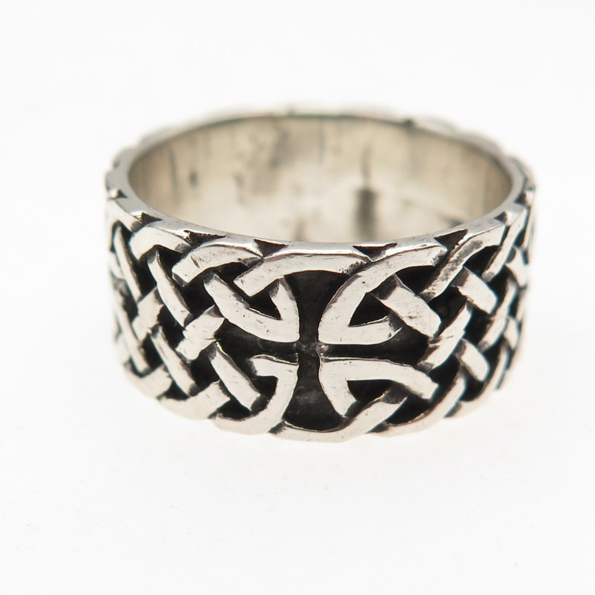 925 Sterling Silver Vintage Celtic Oxidized Band Ring Size 6.75