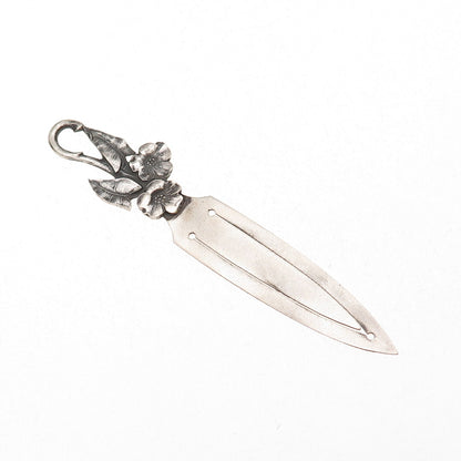 813H Silver Antique 1936 HW Finland Engraved Mary Floral Blossom Bookmark