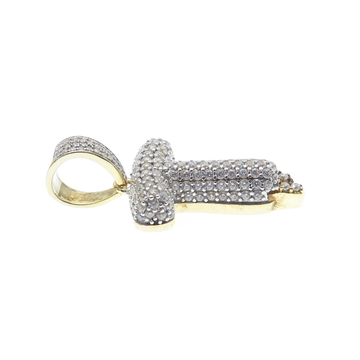 925 Sterling Silver Gold Plated Round-Cut Shaped C Z Letter T Sparkle Pendant
