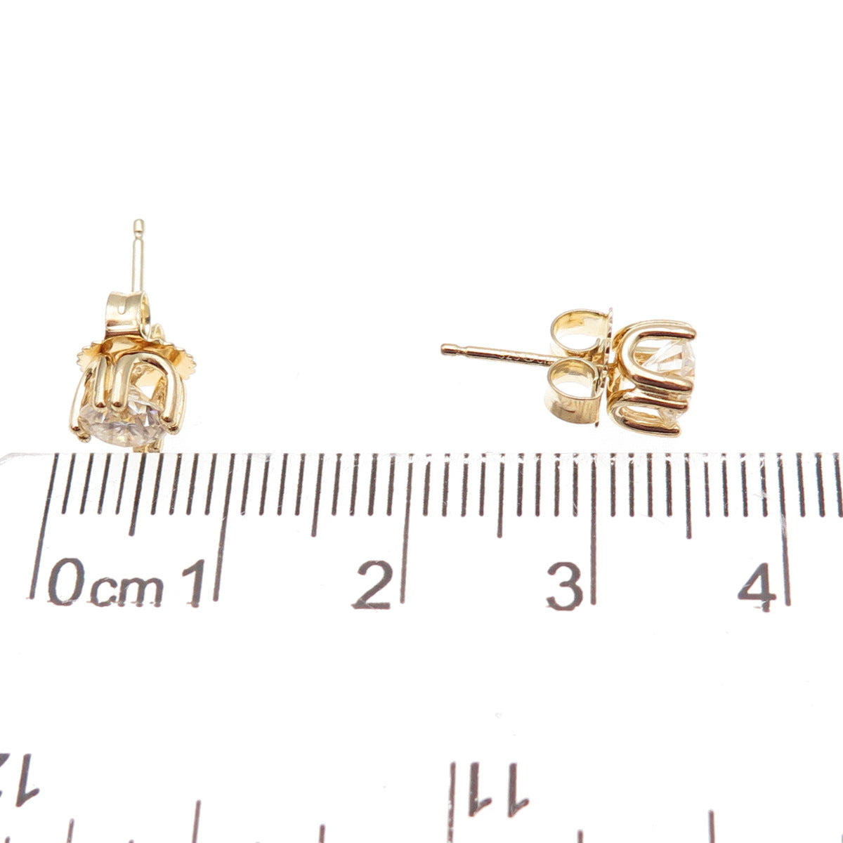 925 Sterling Silver Gold Plated Round-Cut Moissanite Stud Earrings