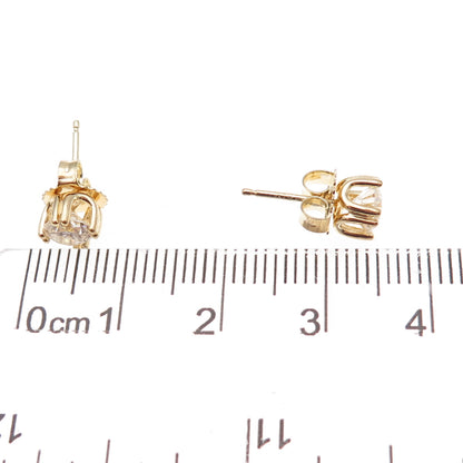 925 Sterling Silver Gold Plated Round-Cut Moissanite Stud Earrings