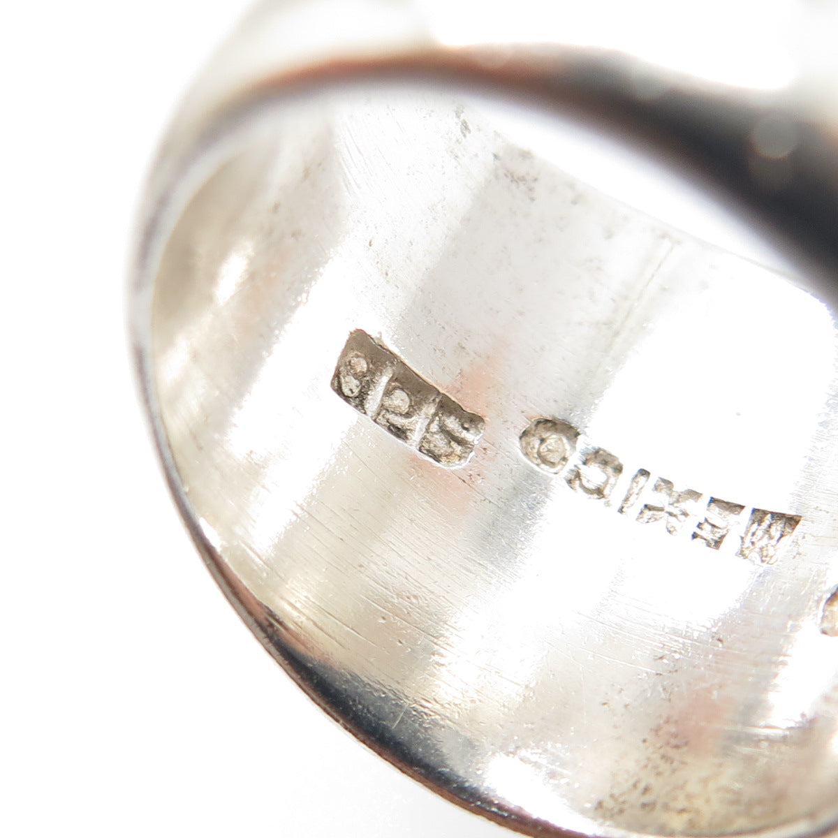 925 Sterling Silver Vintage CII Mexico Modernist Hammered Ring Size 8