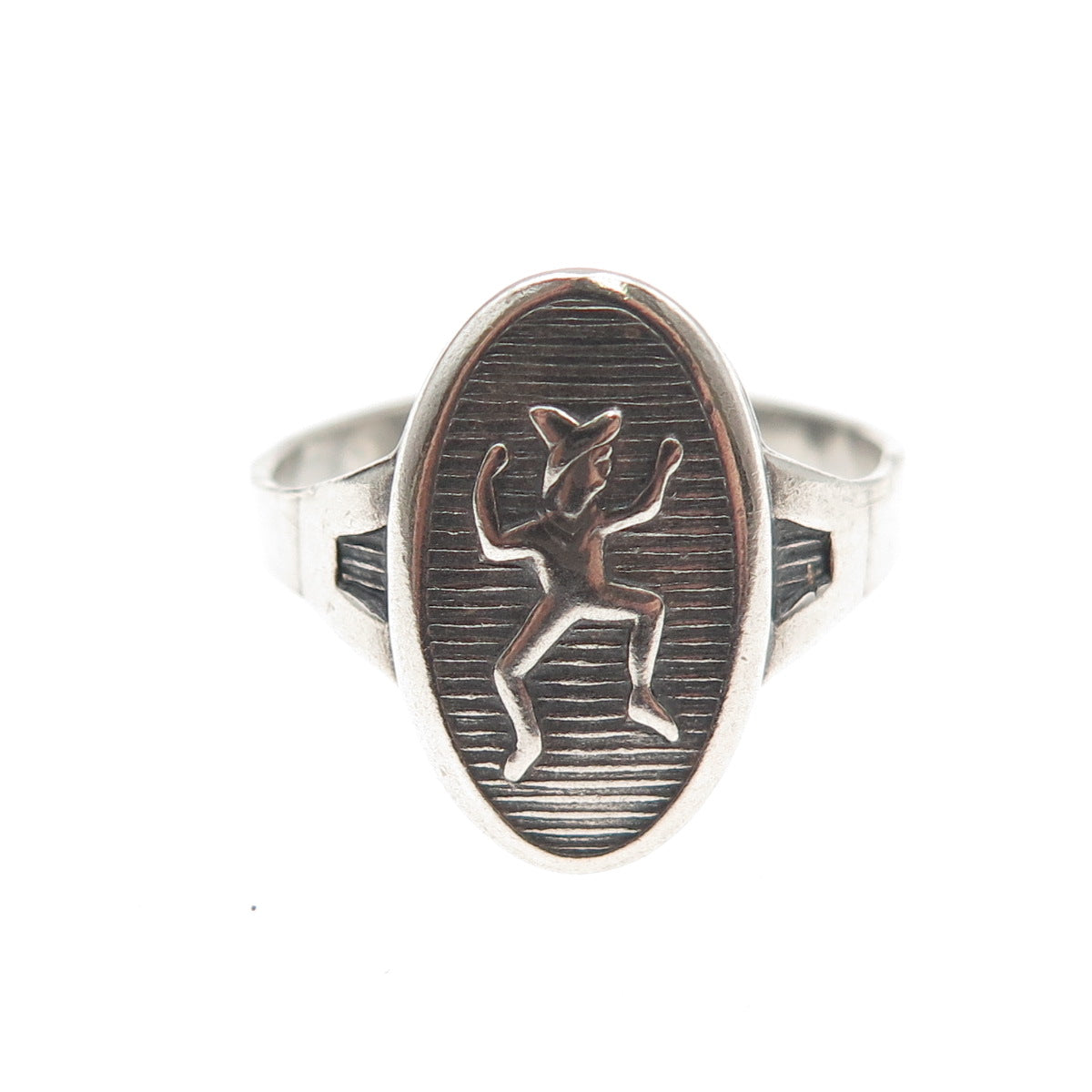 ROBBINS & CO. 925 Sterling Vintage Brownie Girl Scout Adjustable Ring Size 7.75