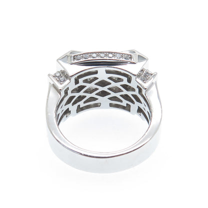 925 Sterling Silver Round-Cut Shaped C Z Sparkle Shied Ring Size 10.25