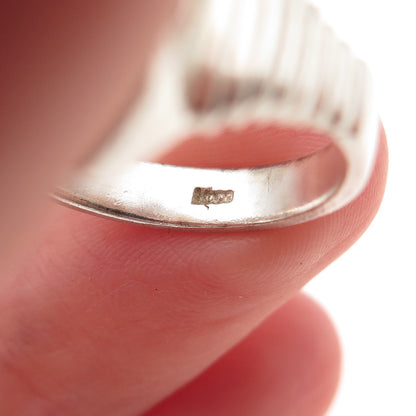 800 Silver 2-Tone Vintage Round-Cut C Z Modernist Oxidized Ring Size 6.25