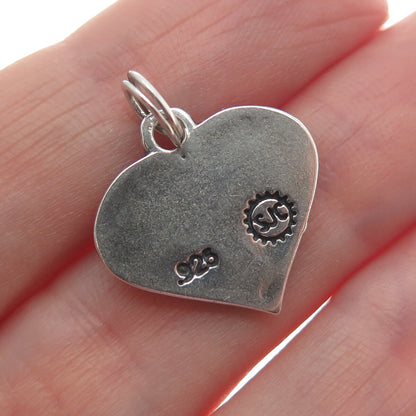 SUNDANCER 925 Sterling Silver Vintage Friend Heart Minimalist Charm Pendant