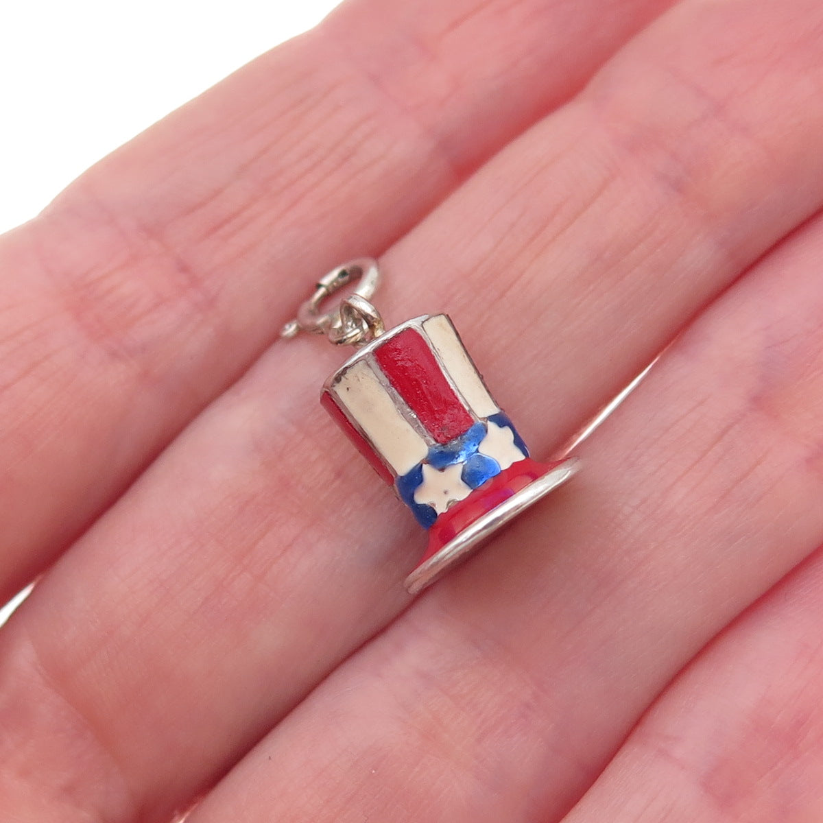 Ross Simons 925 Sterling Silver Vintage Enamel Sam’s Hat 3D Charm Pendant