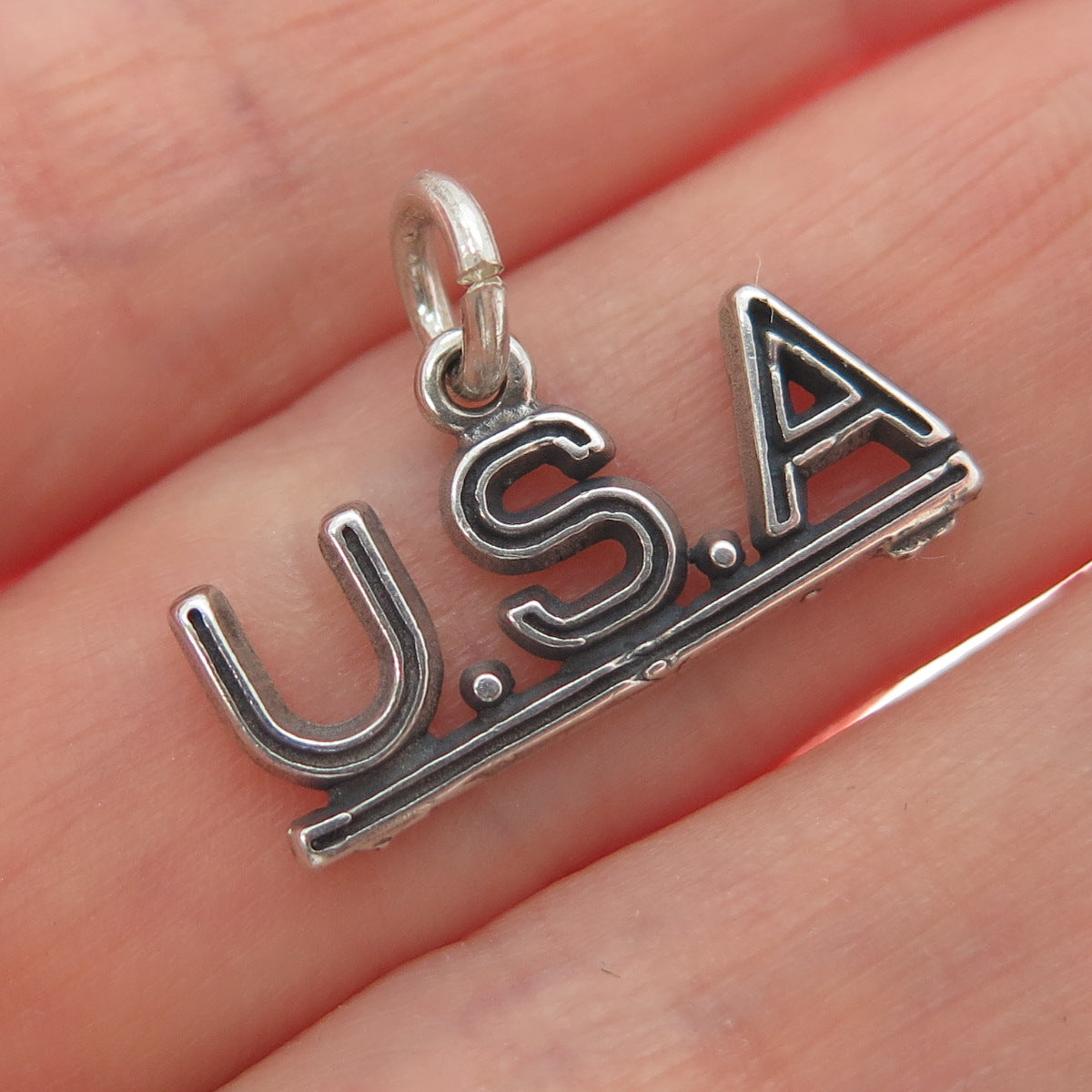 925 Sterling Silver Vintage USA Oxidized Minimalist Charm Pendant