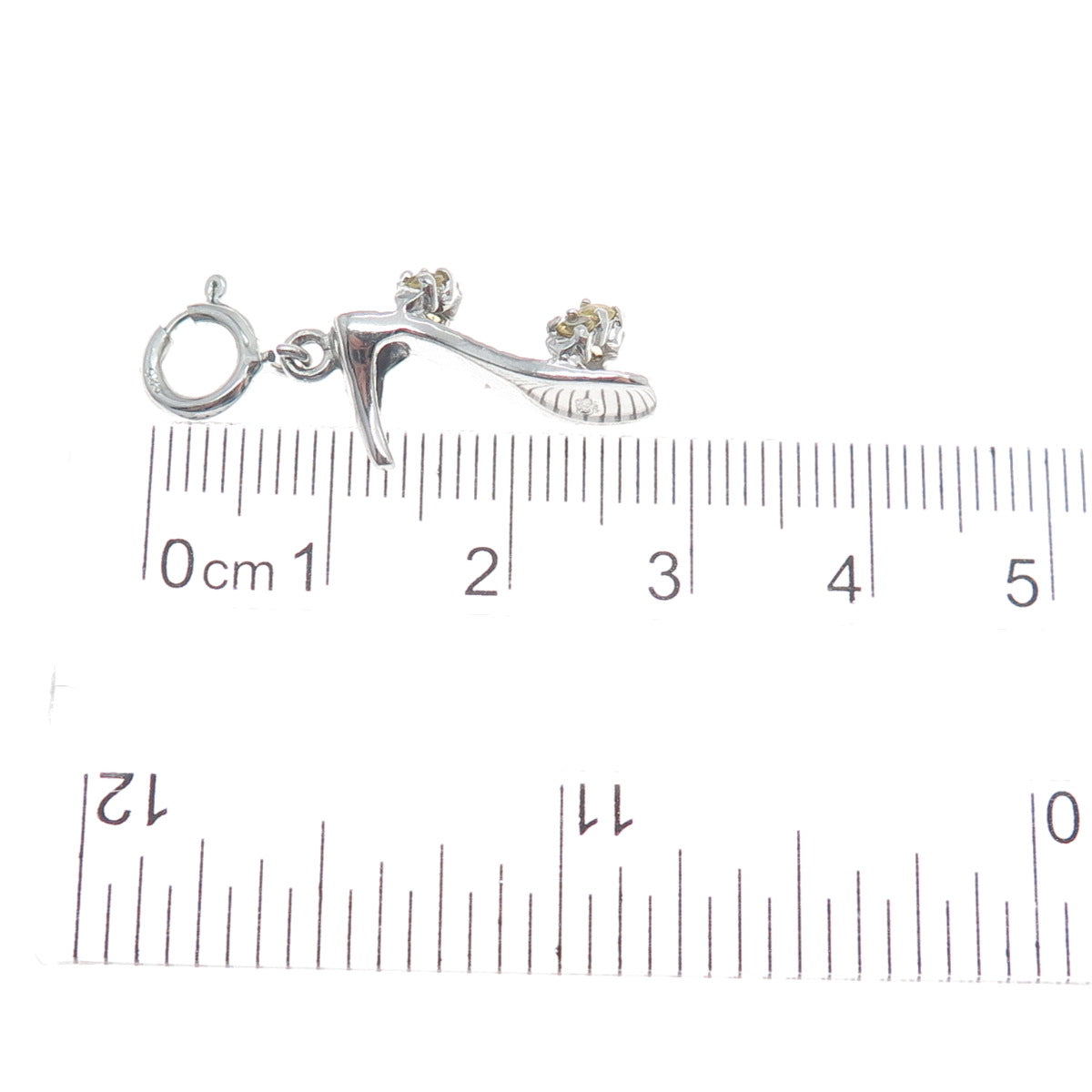 925 Sterling Silver Vintage Real Citrine Lady's Shoe Minimalist Charm Pendant