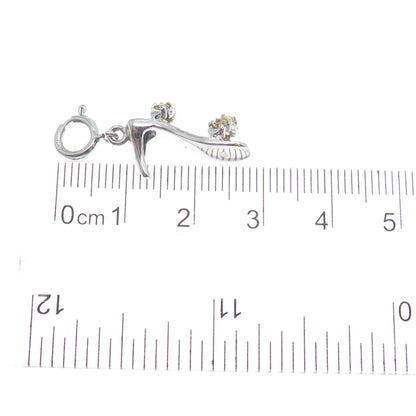 925 Sterling Silver Vintage Real Citrine Lady's Shoe Minimalist Charm Pendant