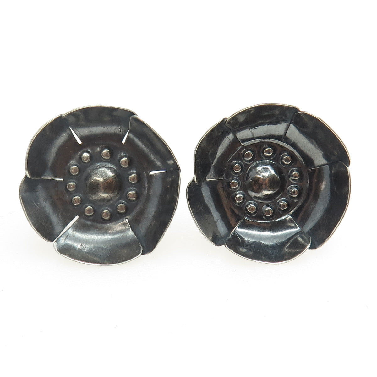 METROPOLITAN MUSEUM OF ART Sterling Silver Antique Flower Screw Back Earrings