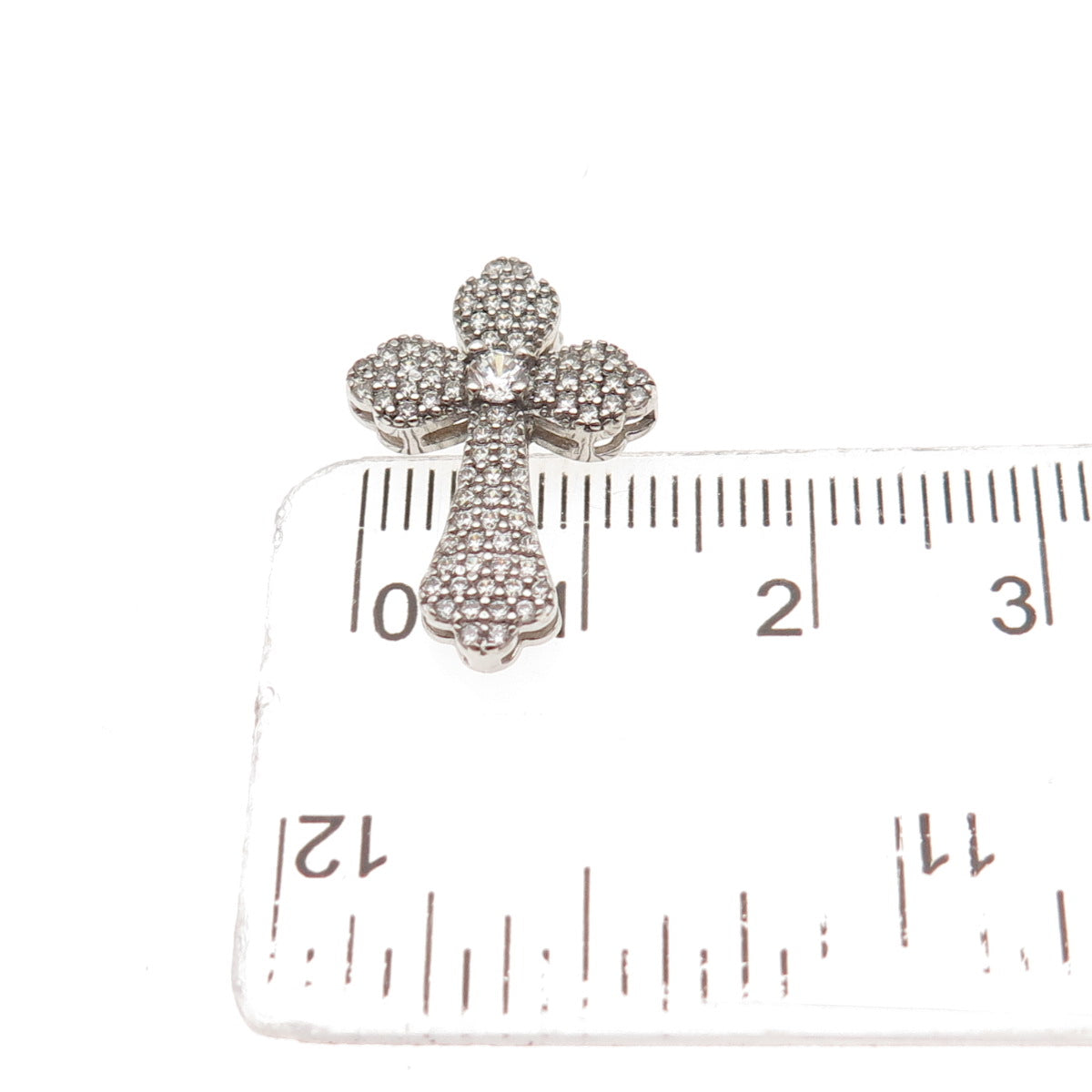 JCM Jacmel Mauritius 925 Sterling Silver Round-Cut C Z Cross Slide Charm Pendant