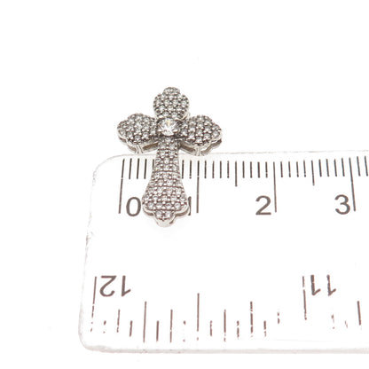 JCM Jacmel Mauritius 925 Sterling Silver Round-Cut C Z Cross Slide Charm Pendant