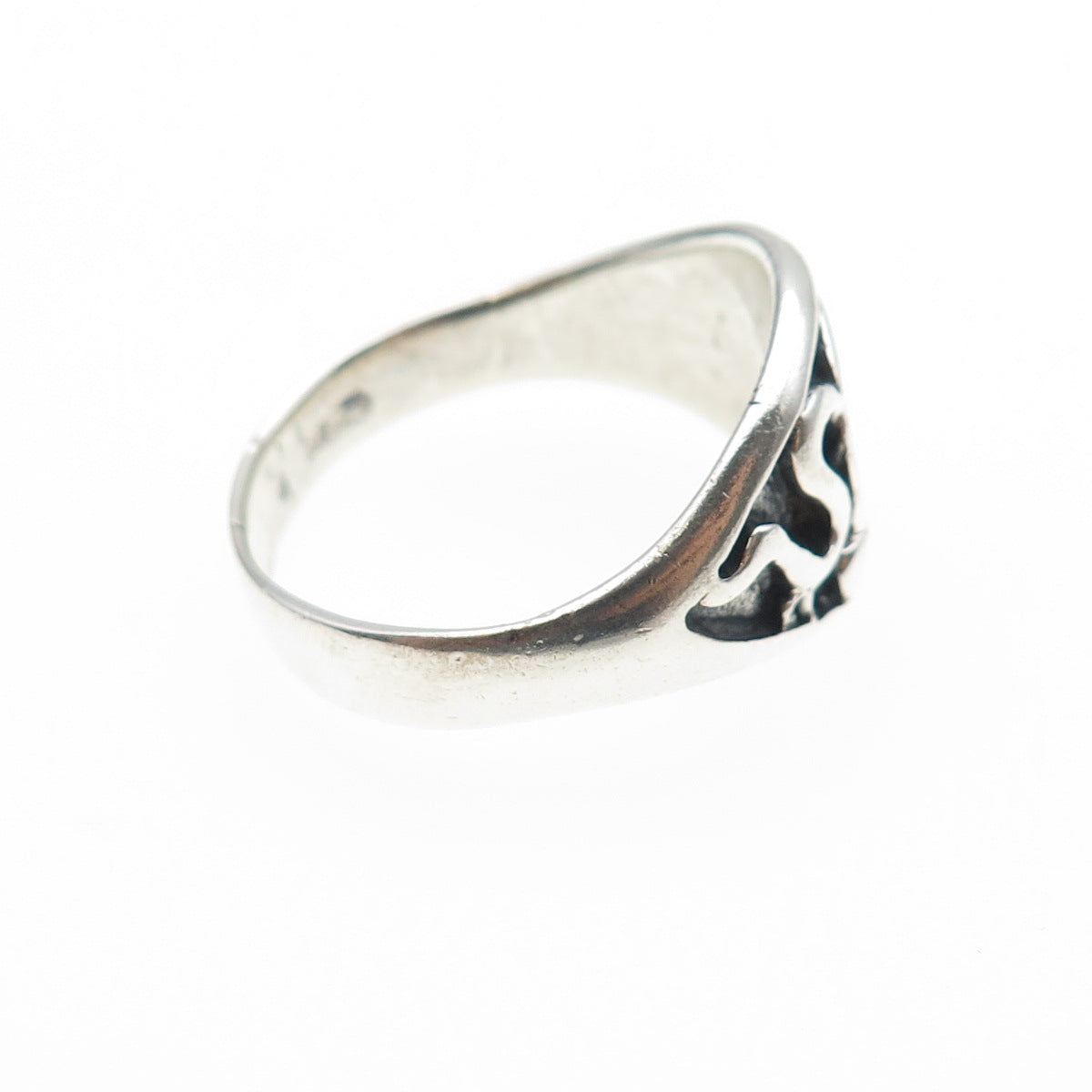 925 Sterling Silver Vintage Pentagram Oxidized Biker Ring Size 13