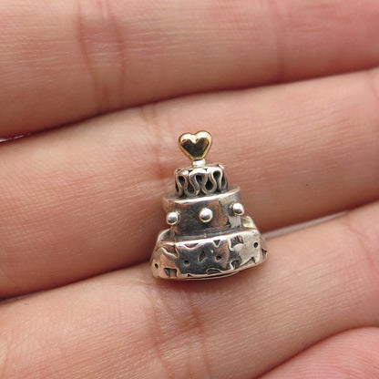 PANDORA 14K Yellow Gold & 925 Sterling Silver Wedding Cake Bead Charm